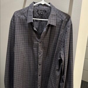 Kenneth Cole New York Charcoal Checkered Button Down Shirt